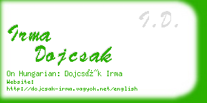 irma dojcsak business card